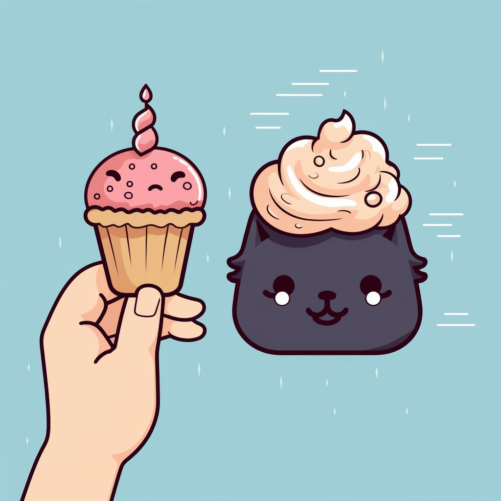 A hand holding a treat above a Doodle's head